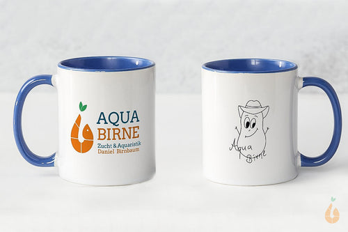 Aqua Birne - Kaffetasse / Teetasse / Tasse | blau - weiß
