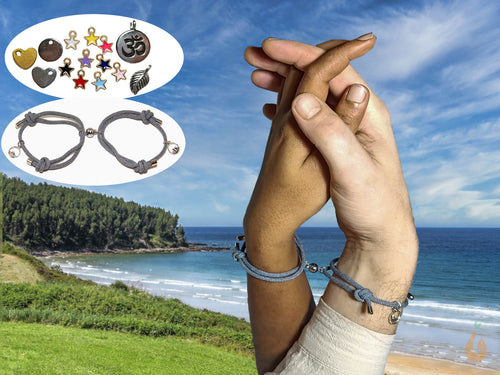 2x Partner Magnet Armband | GRAU+ GRAU | Partnerarmband, Freundschafts Armbänder