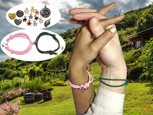2x Partner Magnet Armband | ROSA + GRÜN | Partnerarmband, Freundschafts Armbänder