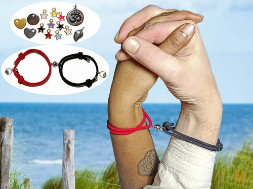 2x Partner Magnet Armband | ROT + SCHWARZ | Partnerarmband, Freundschafts Armbänder